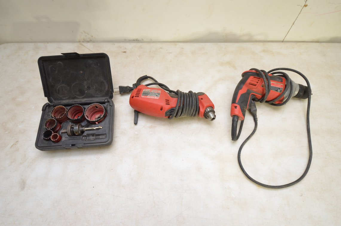 (2) Milwaukee Electric Drills and Morse Hole saw Kit