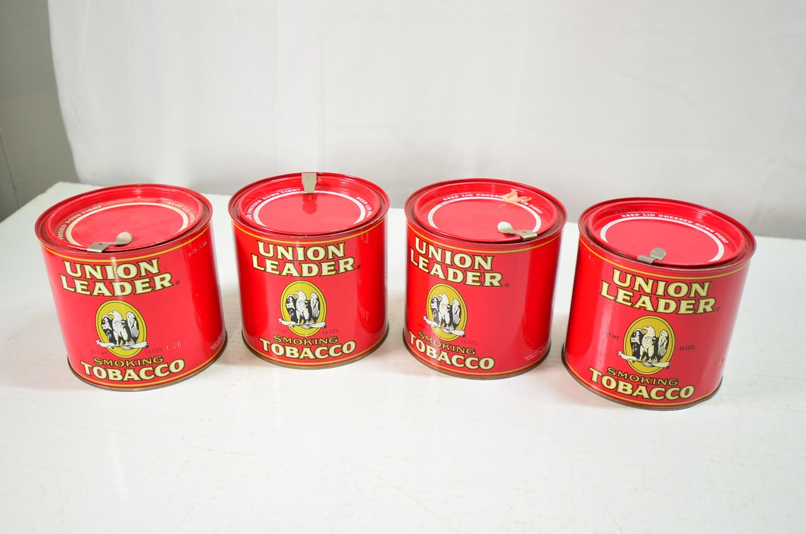 (4) Union Leader Smoking Tabacco Tins