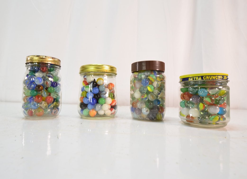 (3) Jars of Marbles