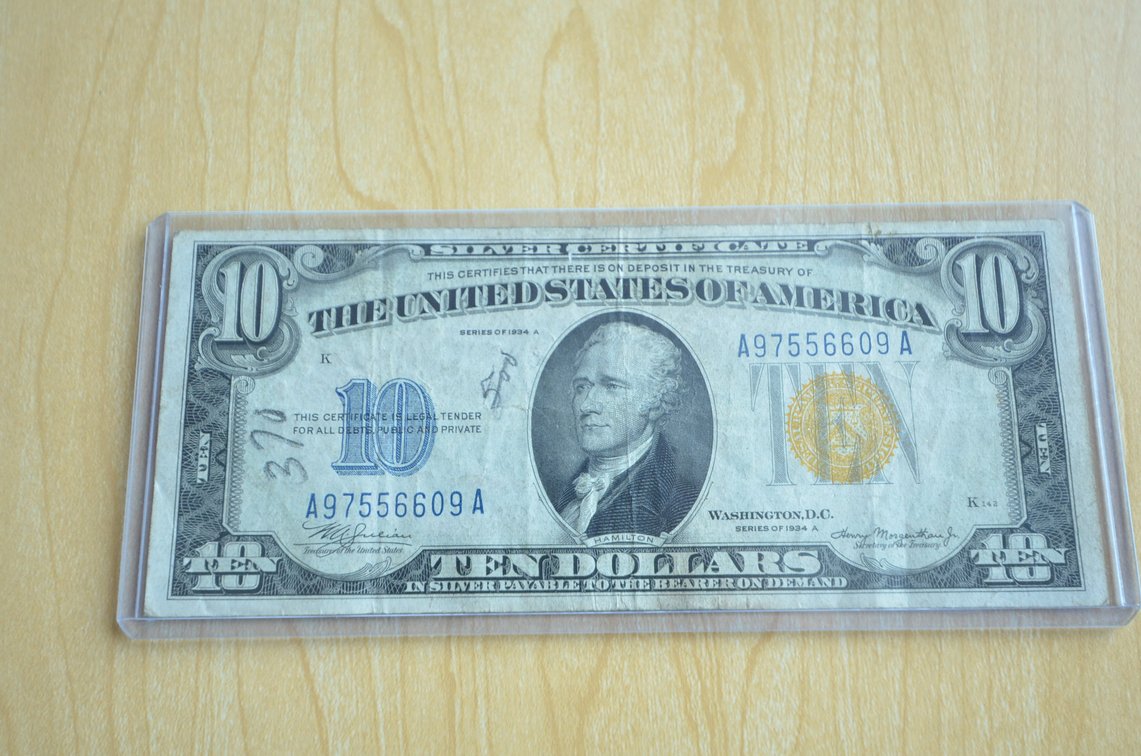 1934 A $10 US Silver Certificate