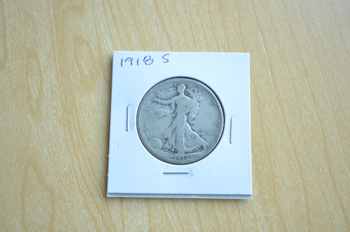 1918 S Liberty Walking Silver Half Dollar