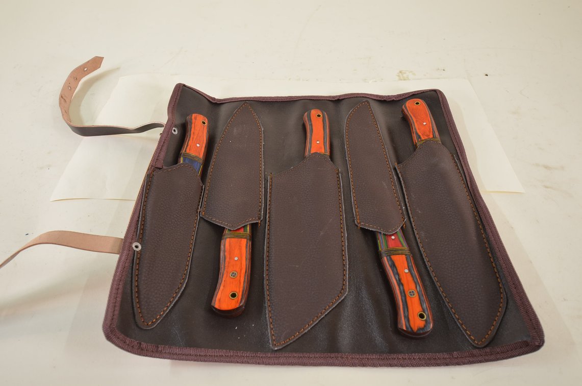 LMK 5-Piece Kitchen Knife Set In Leather Roll