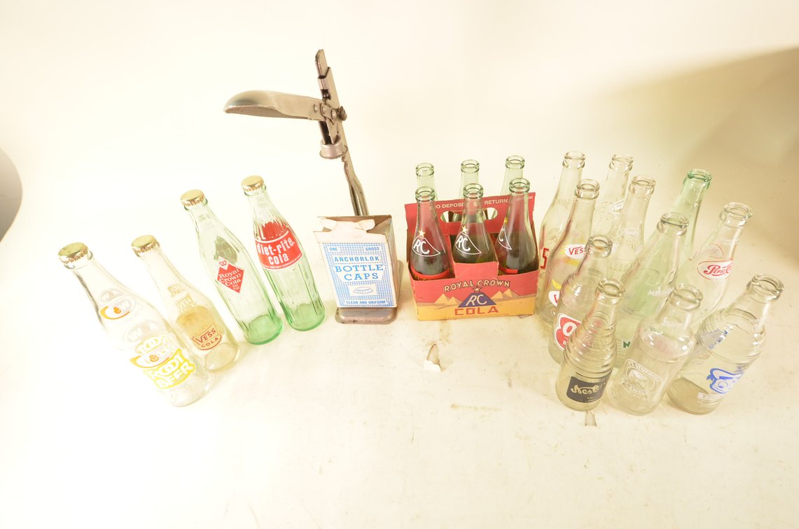 (21) Vintage Pop Bottles, Bottle Capper