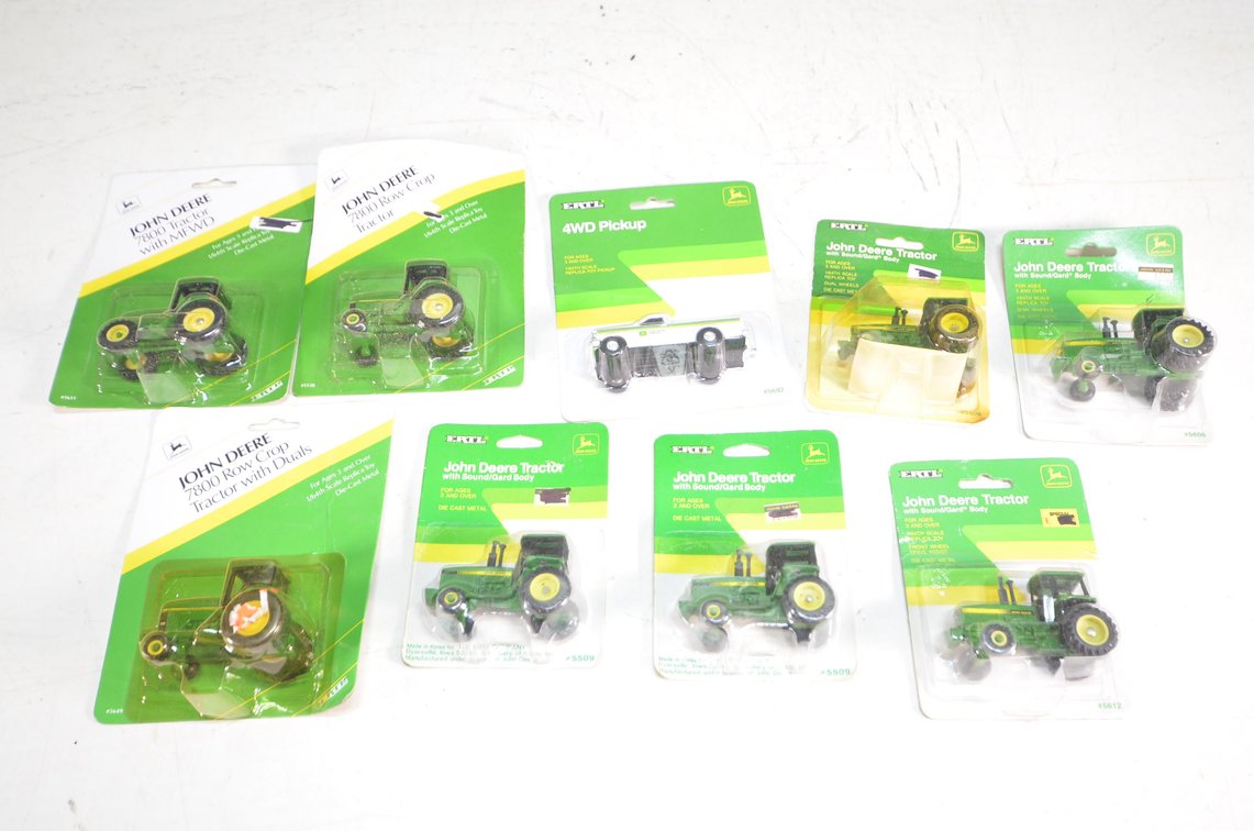 (9) JD Ertl Tractors And Truck