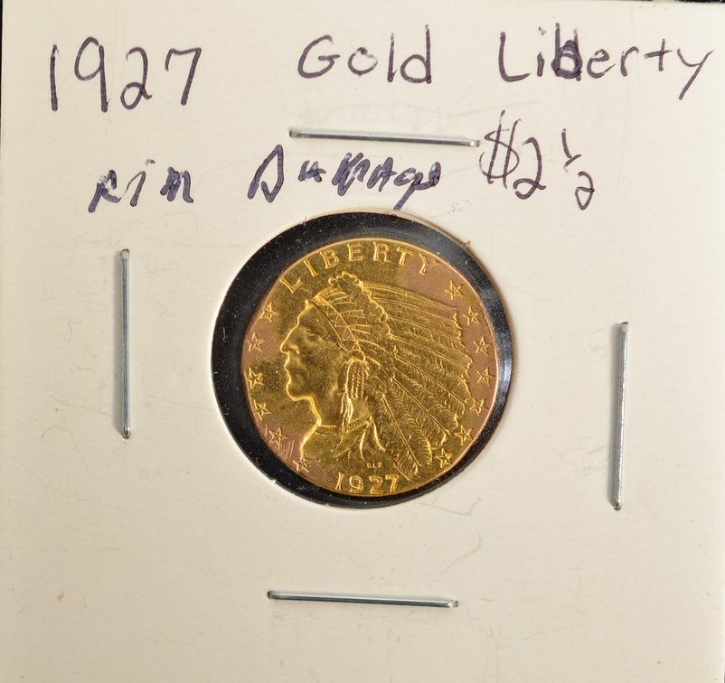 1927 BLP $2.50 Indian Head Gold Coin