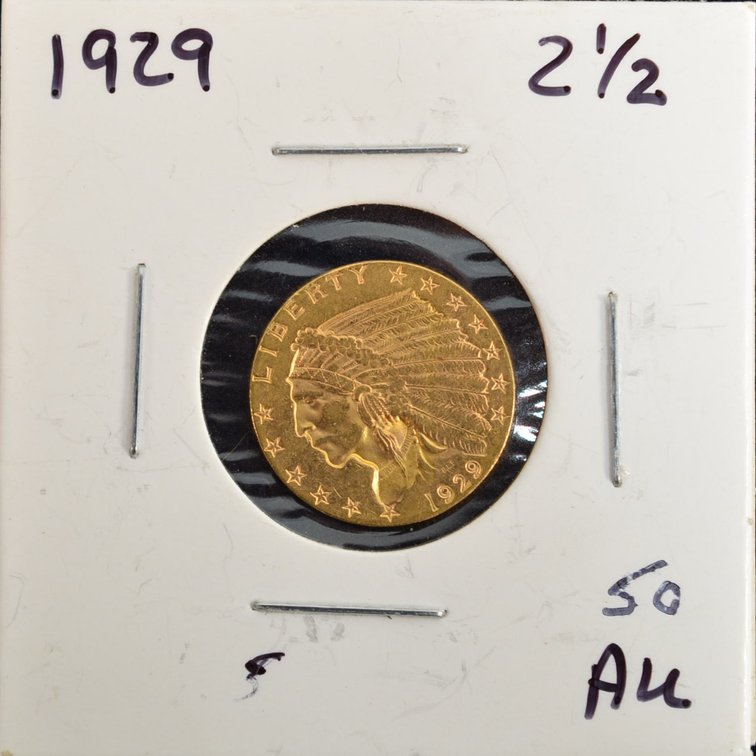 1929 BLP $2.50 Indian Head Gold Coin