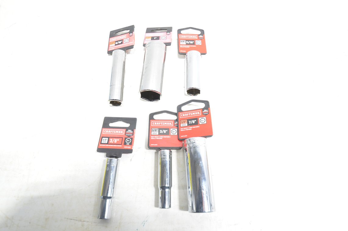 (3) 1/2", (3) 3/8" Drive Sockets, SAE 6pt