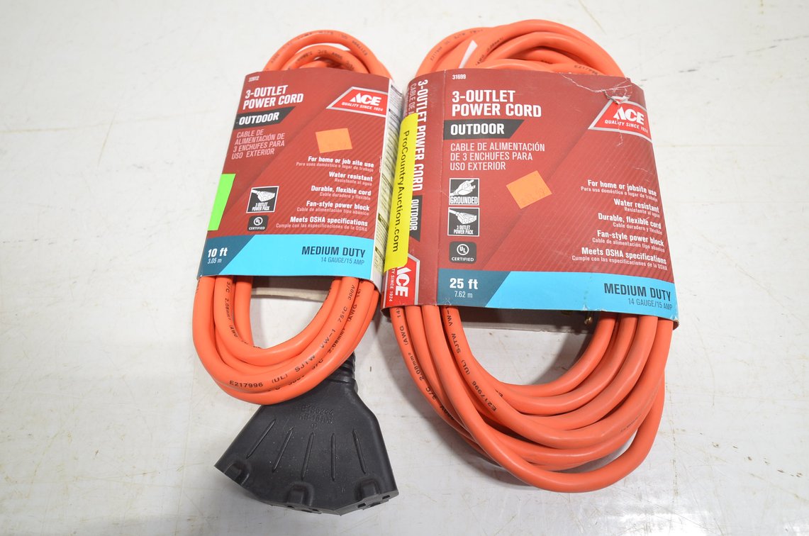 (2) Ace 3-Outlet Power Cords