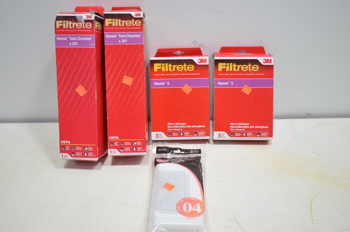 (3) 3M Hoover Vacuum Filters, (2) Bags