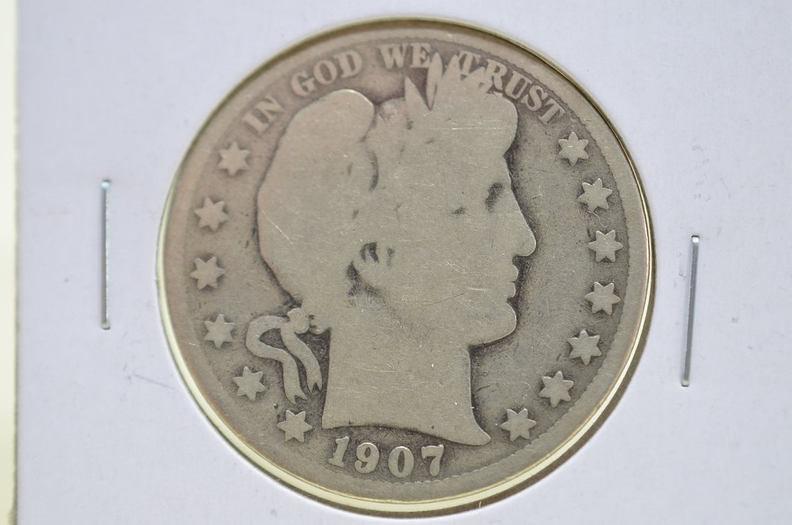 1907 D Barber Silver Half Dollar