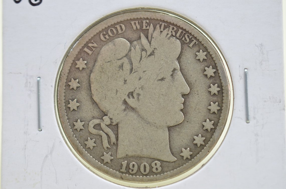 1908 D Barber Silver Half Dollar