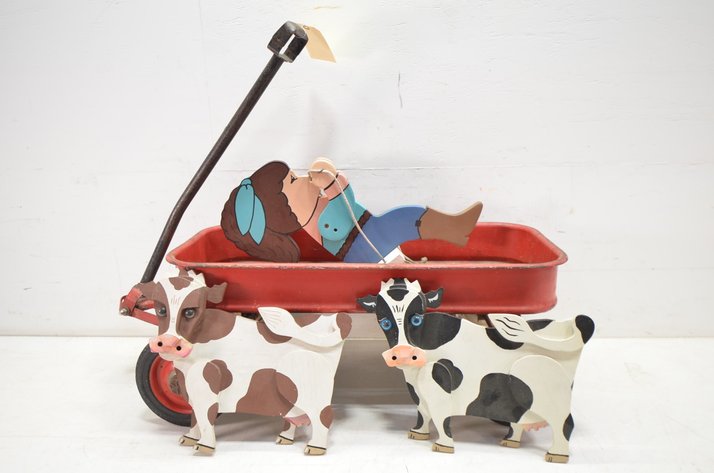 Image for Red Wagon And Yard Decoration
