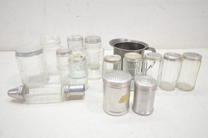 Image for (11) Ribbed Glass Shakers, Jars And More