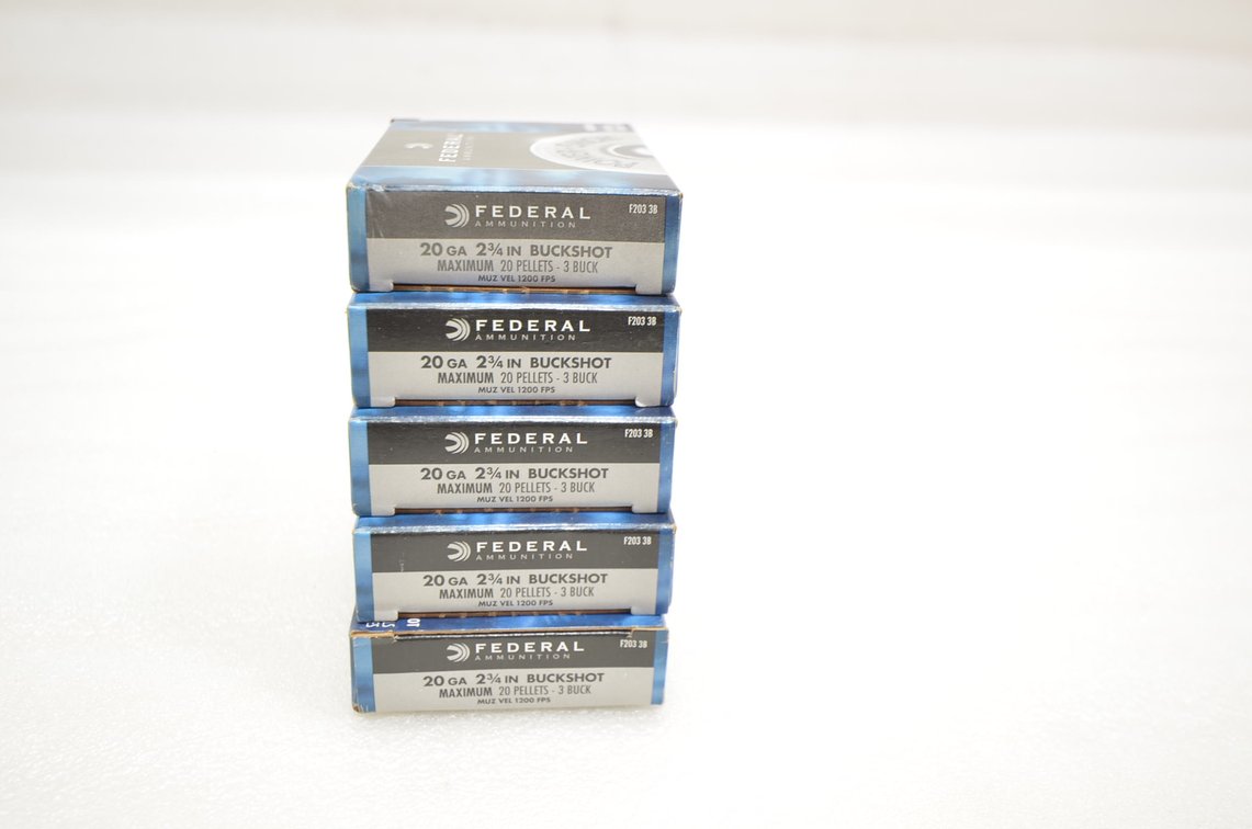 Federal Power-Shok 20ga Buckshot Shotgun Shells (5 Box)