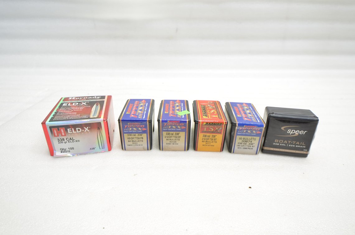 338 Cal Bullets, (6 Partial Boxes)
