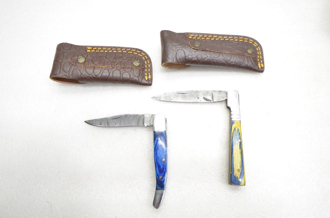 (2) Damascus Steel Pocket Knife