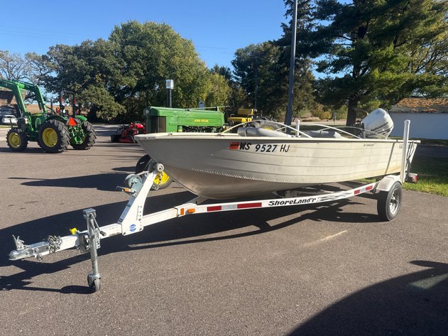 Image for Ultra Craft Aluminum 16 Canadian Boat On Trailer