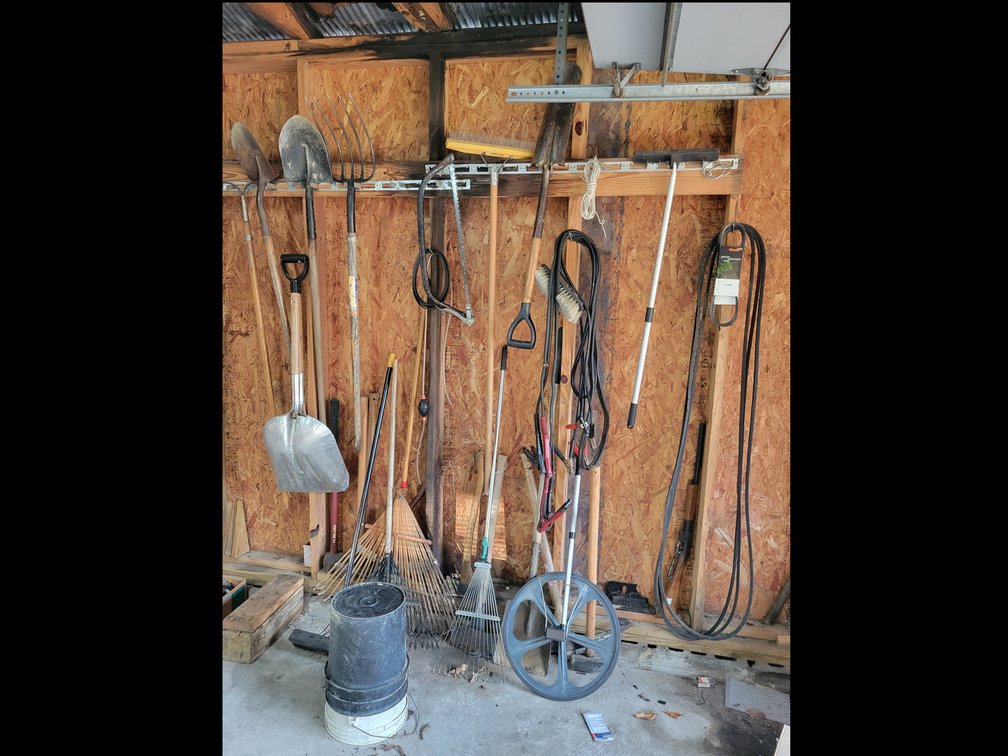 Rakes, Shovels, Pitchfork, Axes, Jumper Cables, Belts