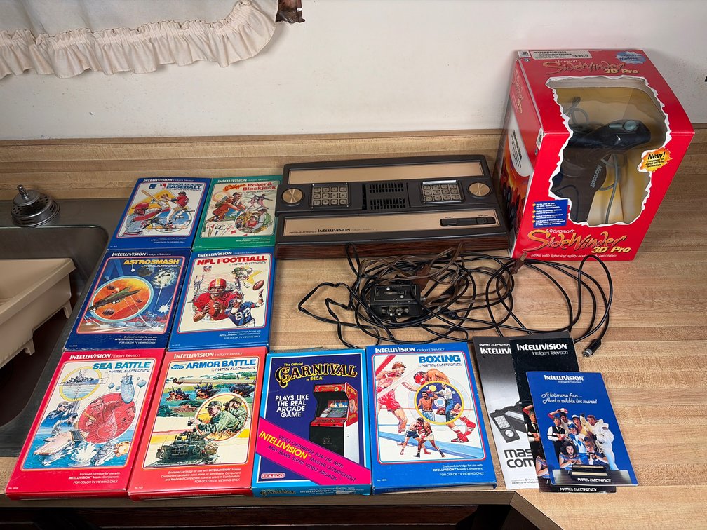 Mattel Electronics Intellivision Video Game System w/ MLB, NFL, Poker and Blackjack, Astros Smash, Boxing Games
