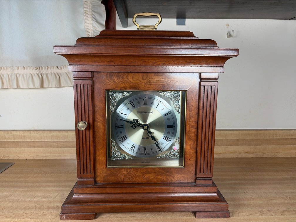 Oak and Cherry Wooden Mantel Clock