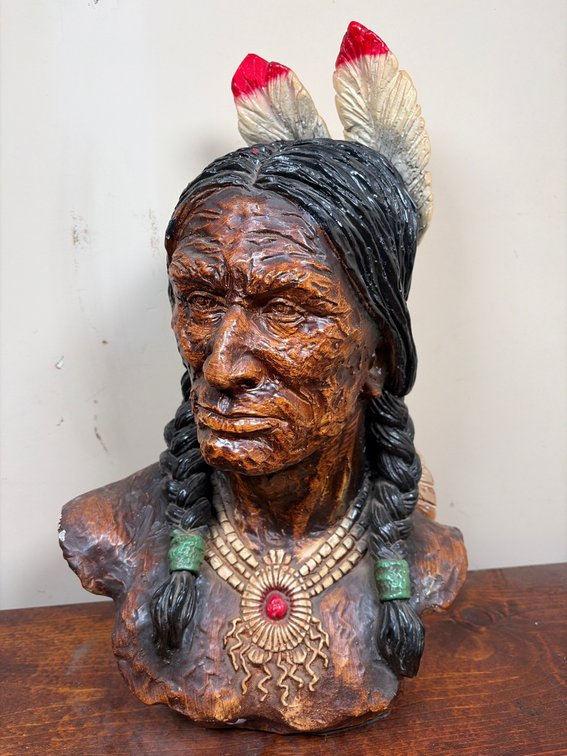 Native American Chief Bust Sculpture