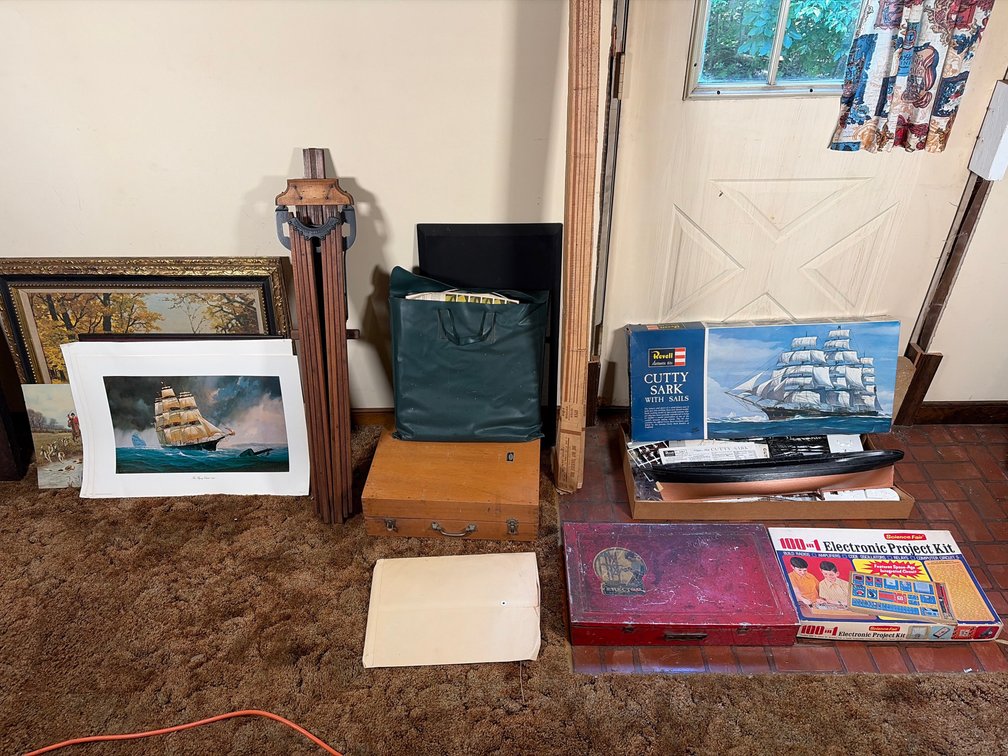 Prints, Easel, Cutty Sark Model Ship, Etc.