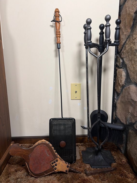 Iron Fireplace Tool Stand and Fireplace Tools