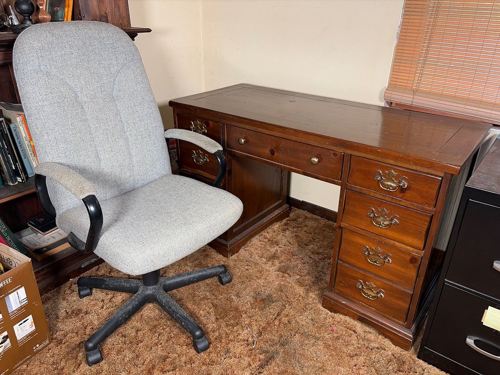 Wooden Desk with Rolling Chair