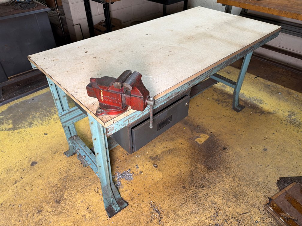 5’ x 26” work table and Columbia 4” Vise