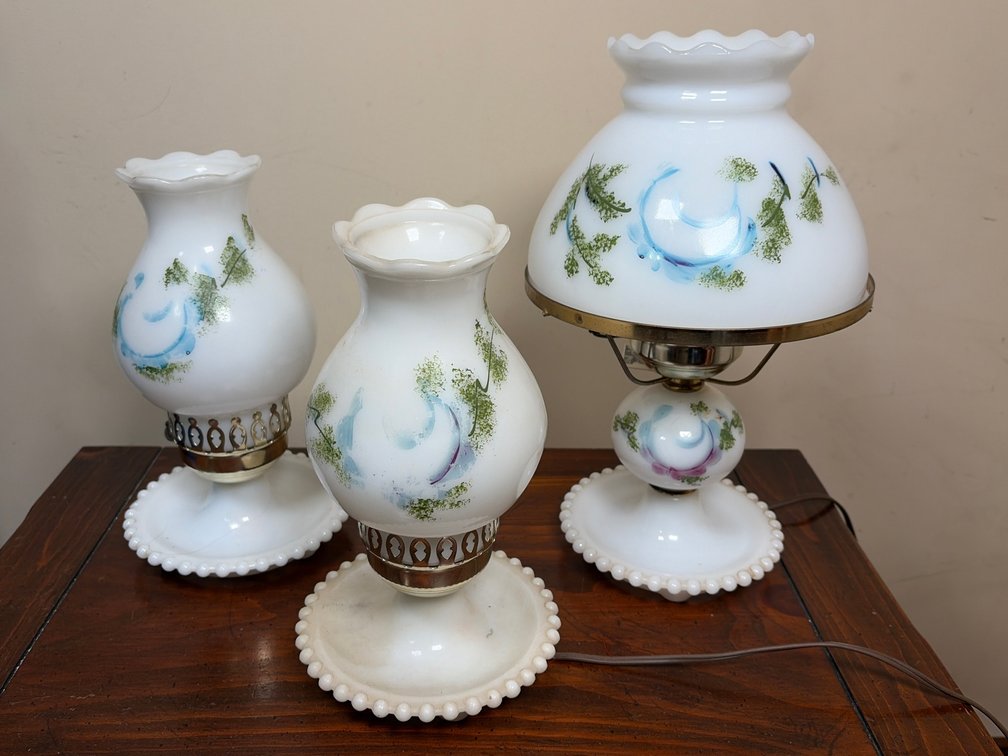 3 Milk Glass Lamps
