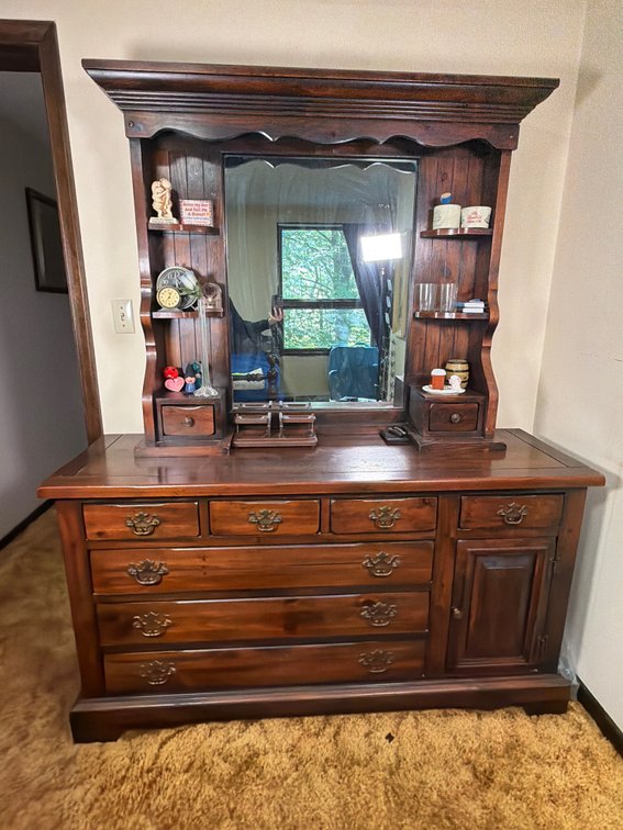 Wooden Dresser w/ Hutch Mirror