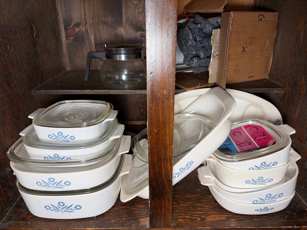 Corningware Set and Contents of Cabinets