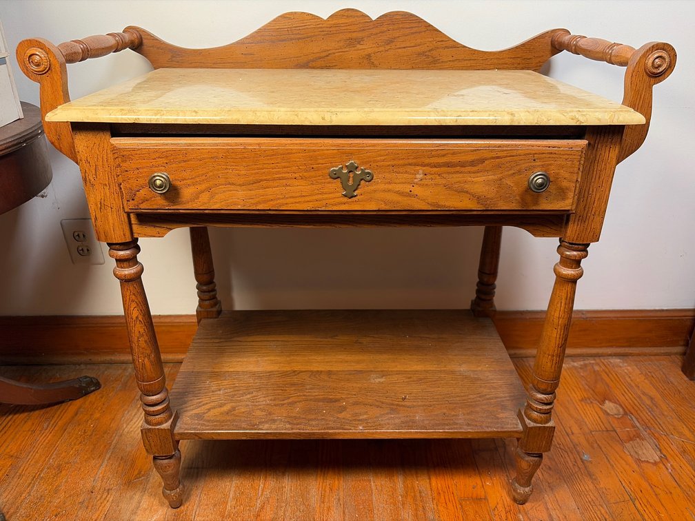 Oak Washstand w/ Marble Top