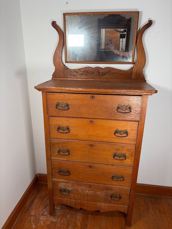 Victorian Style Oak Chest w/ Mirror