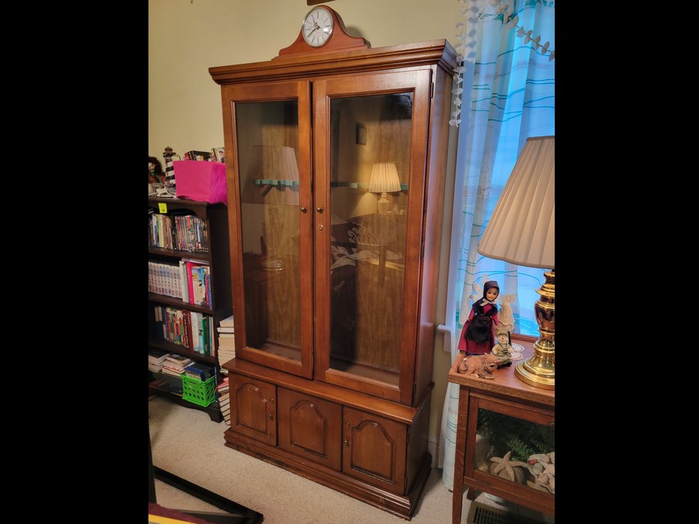 Antique Wooden Gun Display Cabinet, Fits 10 Long Guns,