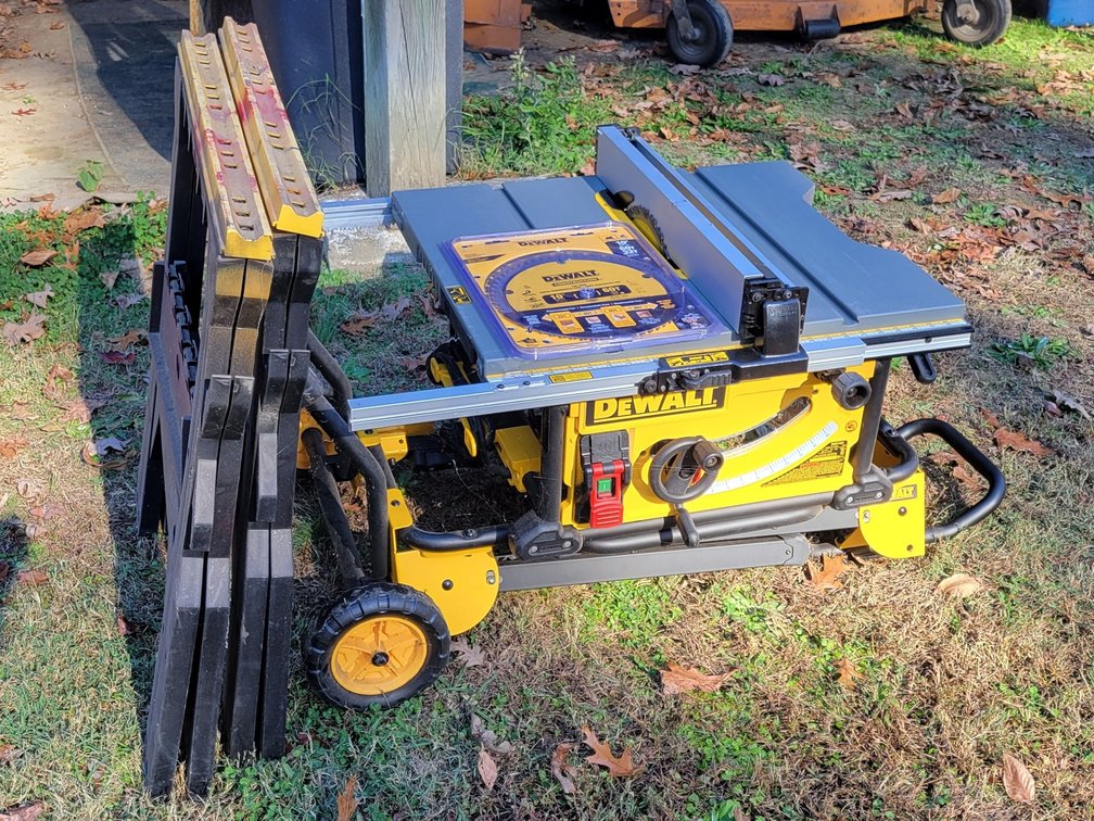 DeWalt Portable Table Saw w/ New Blade, 2 Sawhorses