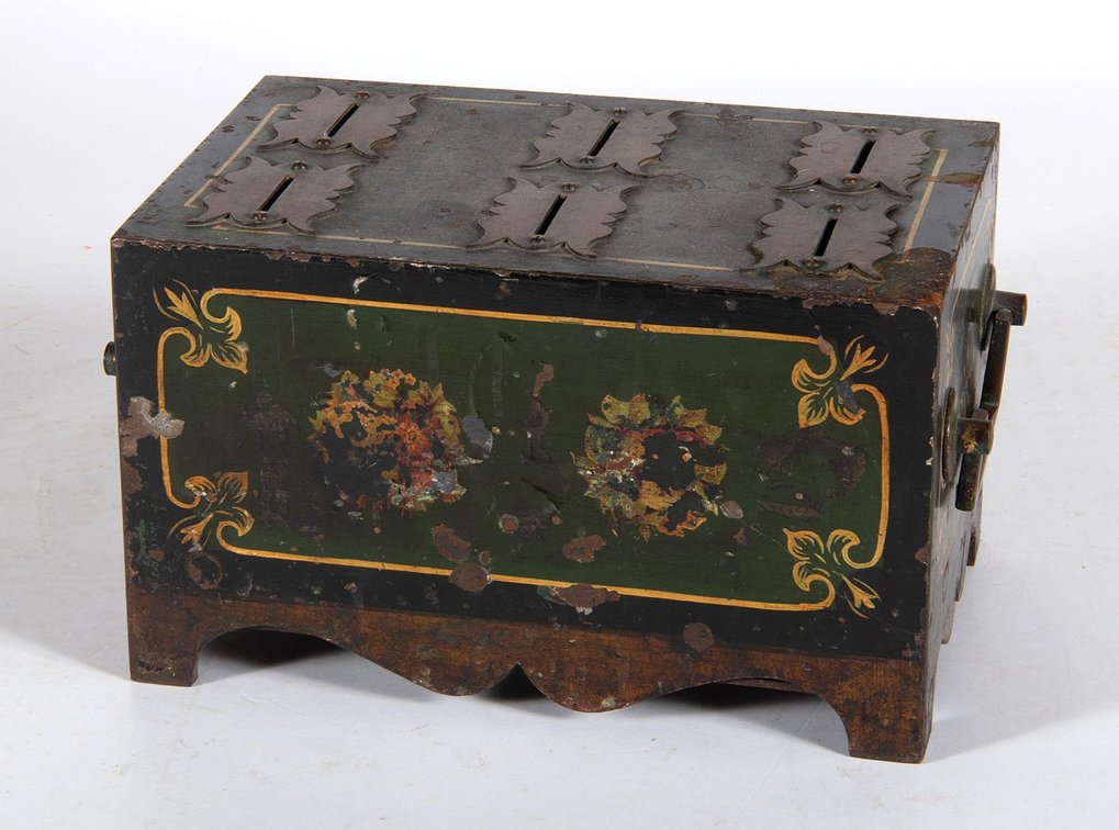 Paint Decorated Iron Gambling Safe