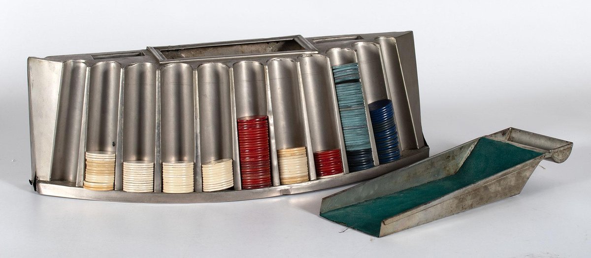 Antique Chrome Plated Poker Chip Caddy