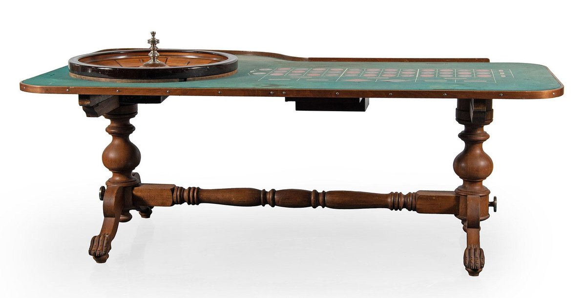 Antique Roulette Casino Game Table and Dailey Mfg. Co. Wheel