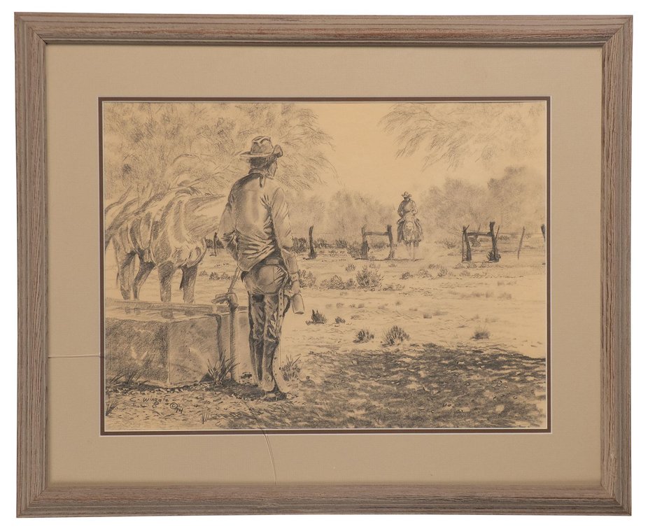 Curtis Wingate (American, b. 1926) Western Drawing