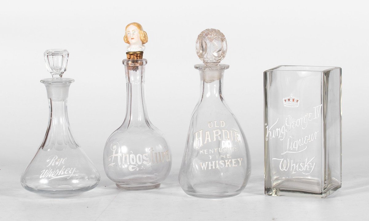 Four Enameled Saloon Back Bar Bottles