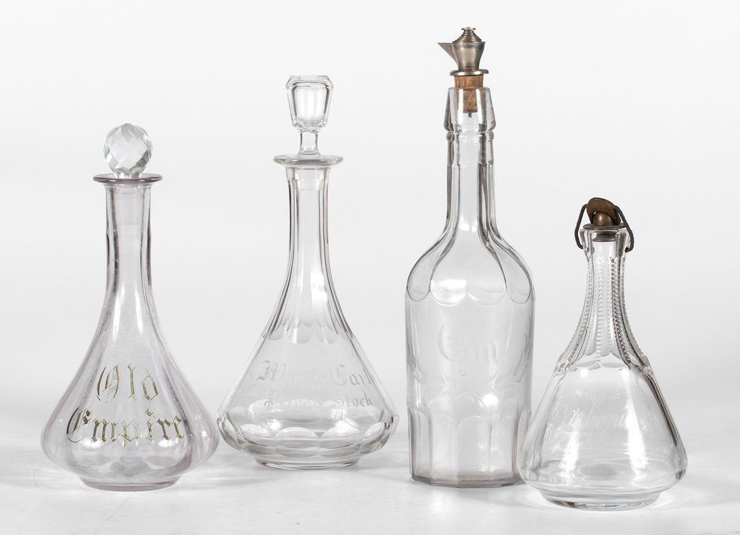 Etched Glass Lettering Saloon Back Bar Bottles