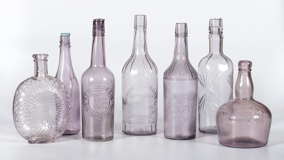 Purple Amethyst Glass Back Bar Bottles