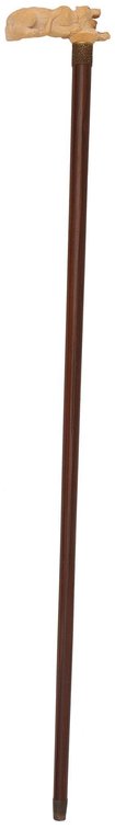 Recumbent Lion Carved Walking Stick