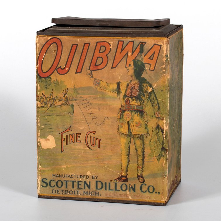 Ojibwa Paper Label Store Tobacco Tin