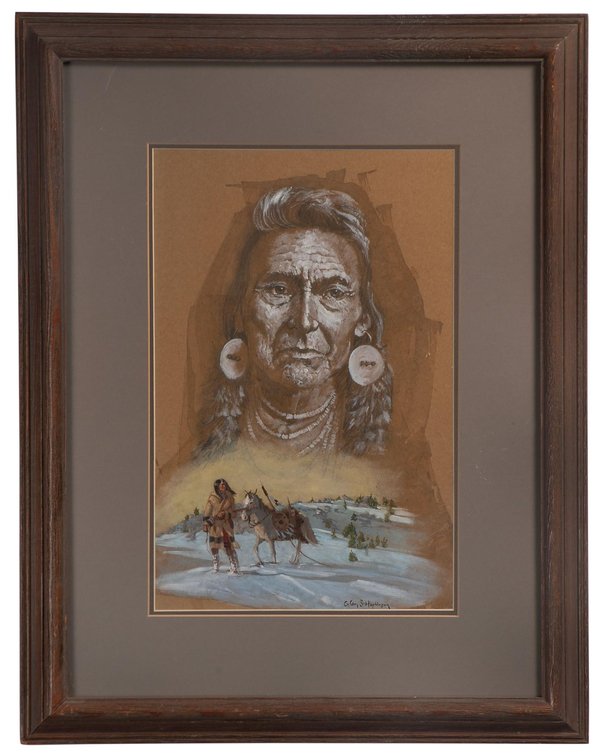 Glen Spencer Hopkinson (American, b. 1946) Native American Pastel