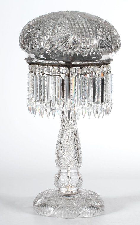 Very Fine American Brilliant Cut Glass Mushroom Table Lamp
