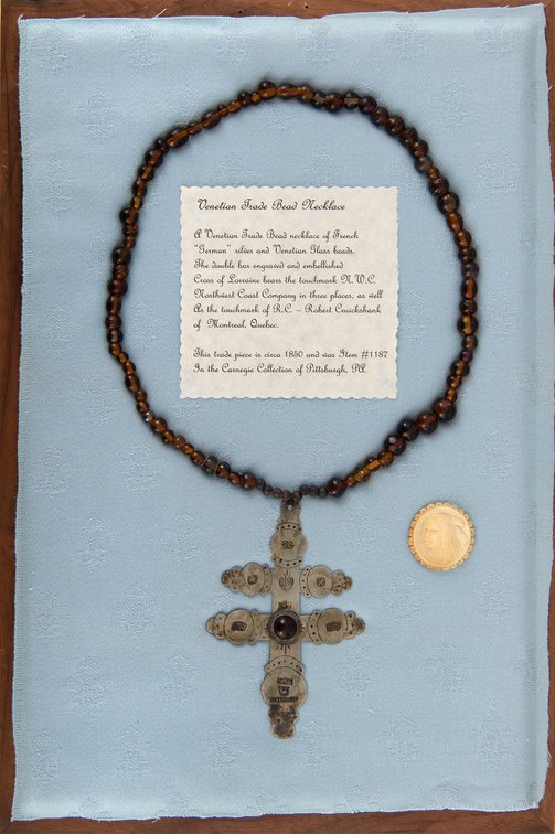 Robert Cruickshank (Montreal, 1774-1809) Silver Trade Cross with Venetian Beads