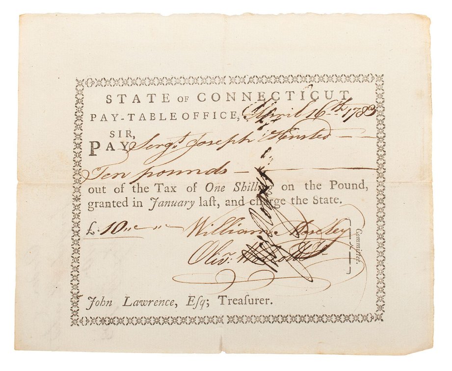 Original US Revolutionary War 1783 Pay Order