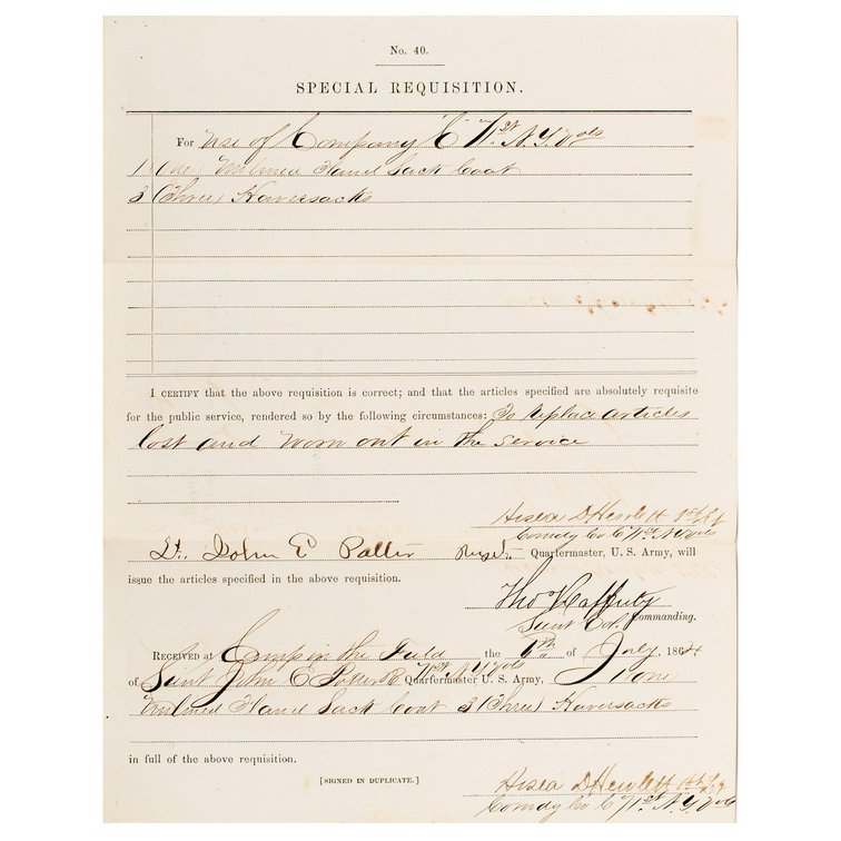 Original Civil War US Army Special Requisition